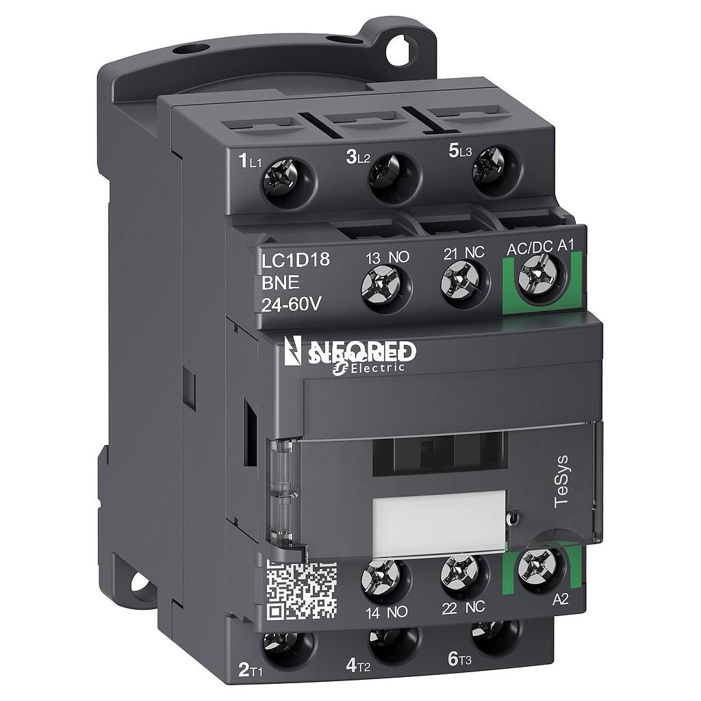 CONTACTOR 3P 18A 1NA+1NC 24-60VCA/VCC