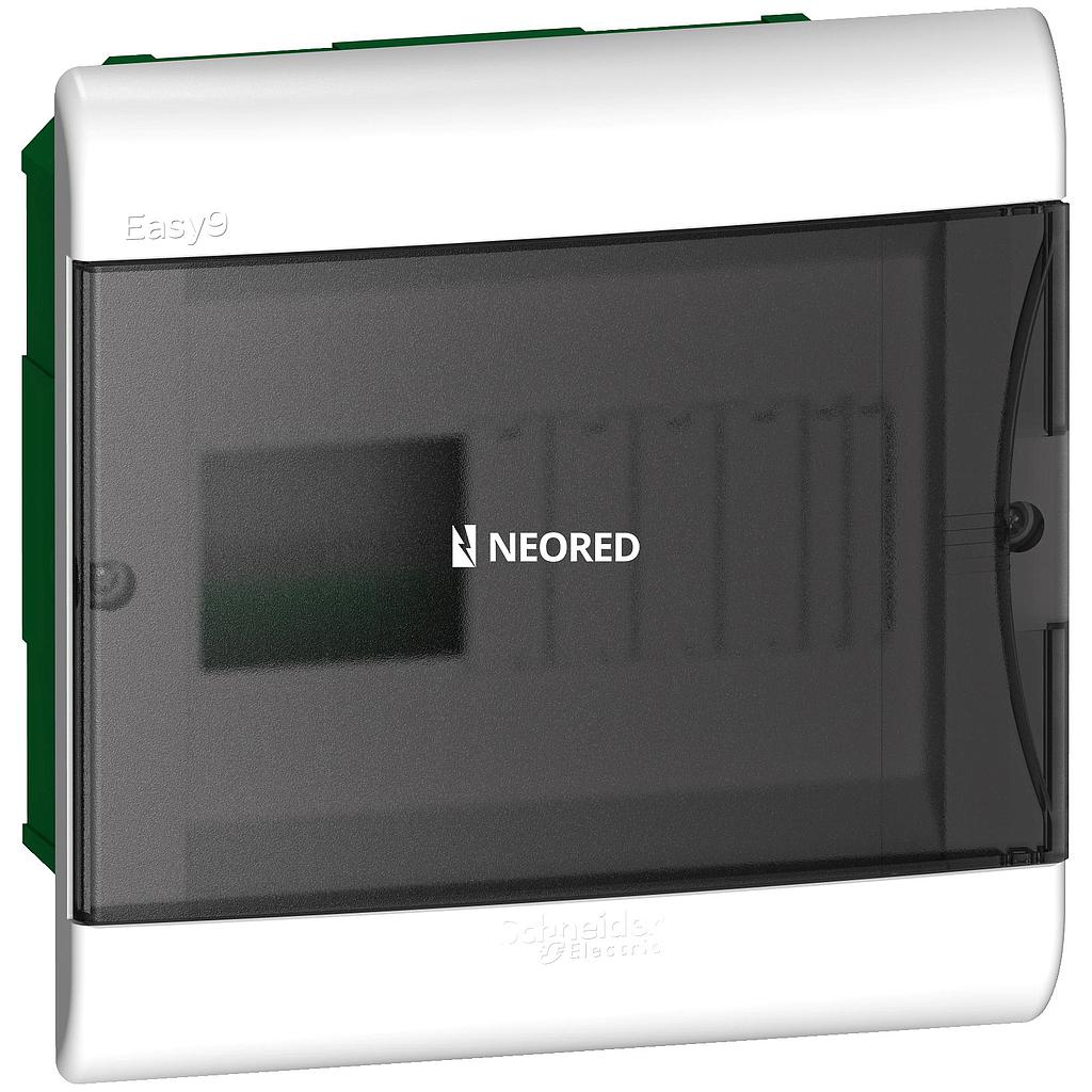 Caja Plástica de Embutir Domiciliaria - 8 Polos - Puerta Fumé