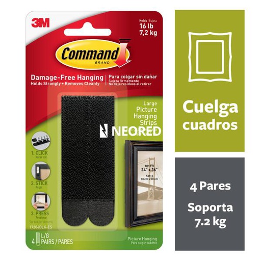 [MMM63858] Command® Tiras para Colgar Cuadros, Grandes, Negras
