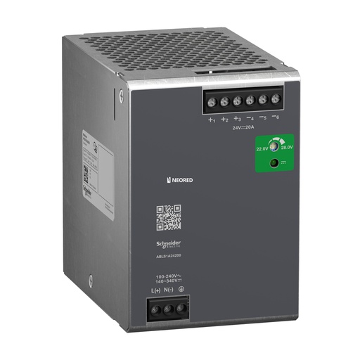 [SCHABLS1A24200] POWER SUPPLY 24V 20A 1PH OPTIMIZED MOUNT