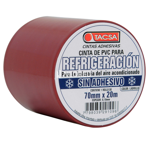 [TACPTTACSA201L] Cinta de PVC Refrigeración s/adh 70mm x 20m x 0,10mm Ladrillo