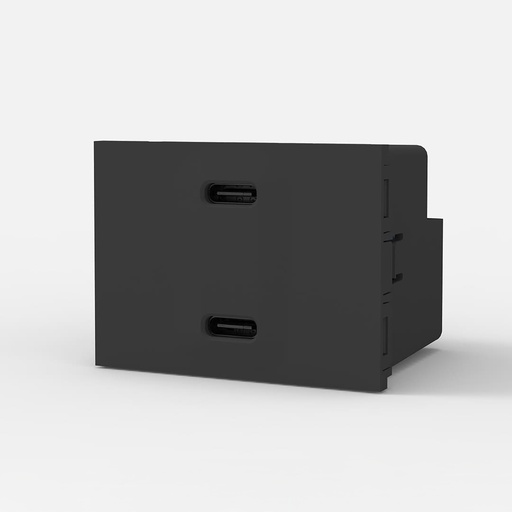 [CAM7963] MODULO CARGADOR USB DOBLE "C" + "C" 220v GRIS 5 A.