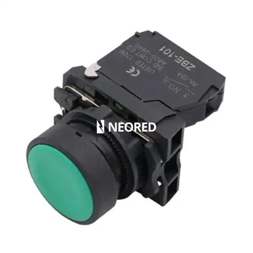 [CNCXB5-AA31] PULSADOR PLASTICO RASANTE VERDE (1 NA)