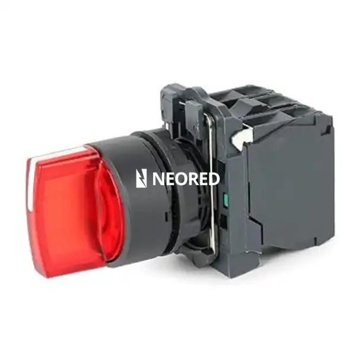 [CNCXB5-AK124B5] SELECTORA PLASTICA LUMINOSA ROJO 0-1 FIJA MANETA CORTA 1NA-1NC 24V