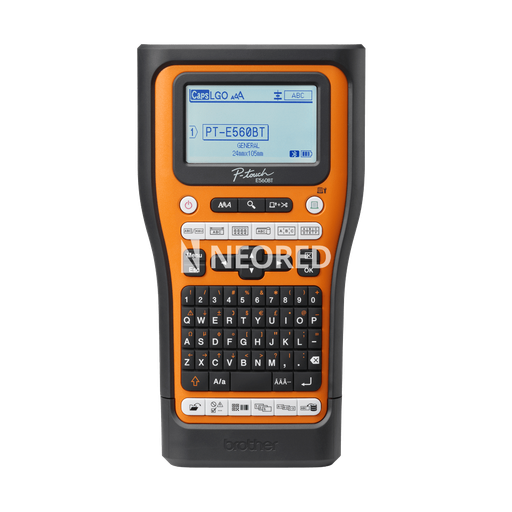 [VDTPT-E560BTVP] ROTULADORA DUAL DE CINTA `LAMINADA` Imprime 7 líneas de texto. (insumos:`TZe`, `HSe` y `HGe` de 6-9-12-18-24mm) Resolución: 180 dpi Cortador: Automático. Realiza corte y medio corte. Código de barras y QR. Incluye: Maletín de transporte, batería y cable USB. SOPORTA TERMOCONTRAIBLE. PLACA BLUETOOTH. 